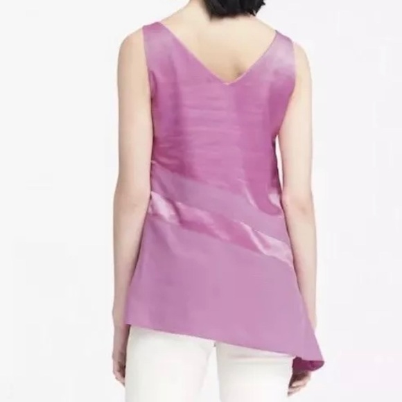 Never Worn $70 Banana Republic XS Asymmetrical Mixed Materials Orchid Sleeveless - Picture 2 of 9